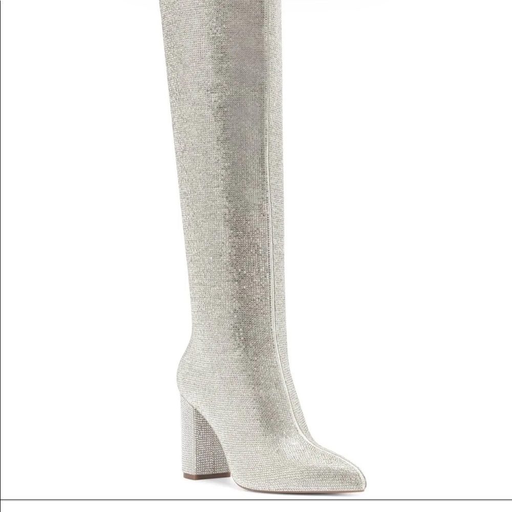 RHINESTONE KNEE HIGH BOOTS